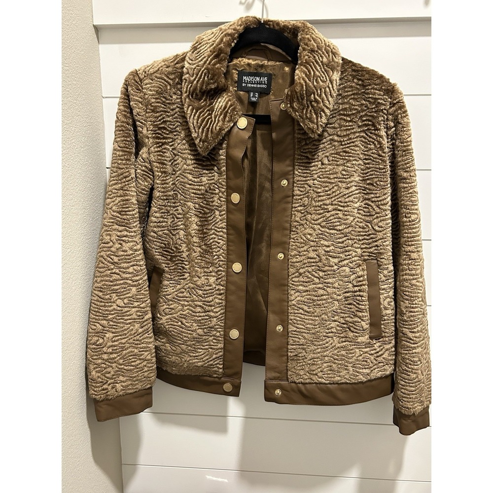 5th Ave Collection by Dennis Basso Women's Faux Persian Short Jacket Coat Sz XS